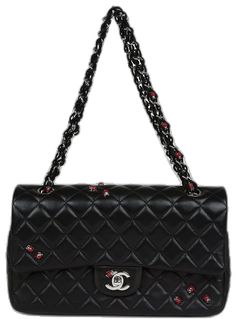 Black Channel Handbag, Chanel So Black Bag, Chanel Flower, Classic Black Chanel Bag, Chanel So Black Flap Bag, Black And Silver Chanel Bag, Chanel Box, Black Rope, Flower Bag