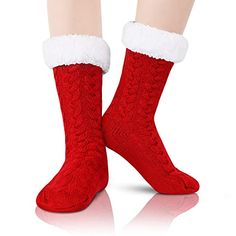 DURABLE & ANTI-SKID SOLEWarm fuzzy socks for women, slipper socks with grippers. Silicon rubber grips bottoms to prevent slipping and sliding. Indoor anti-skid aloe infused socks are elastic and perfectly suitable for your feet.SIZE & PACKINGFuzzy socks with grips for women, warm fuzzy socks for women. One size fits all socks, easy to slip on and off, suitable for women's shoe size 5-10; 1 pair of fuzzy slipper socks comes in a plastic bag.QUALITY MATERIALWinter socks for women, cabin so House Socks, Cabin Socks, Color Socks, Red Socks, Womens Sherpa, Holiday Socks, Fluffy Socks, Zippered Bag, Fuzzy Slippers