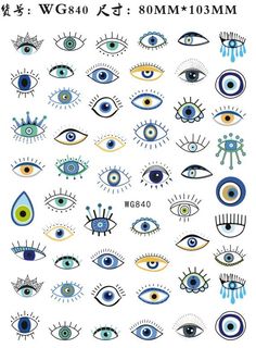 an eye chart with all the different types of eyes in each one, including blue and green