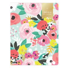 a planner with flowers and leaves on it