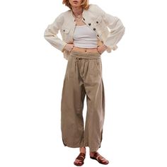 PRICES MAY VARY. MATERIAL: Women horseshoe pants for women wide leg, made of 100% cotton, ultra-soft, skin-friendly, durable and not easy to deform, good breathability, and comfortable to wear. Cropped harem pants for women,womens mid rise jeans wide leg mid waist loose y2k boyfriend. DESIGN: Loose jeans women, jeans pants for women, use solid color, with pockets, belt loops, zipper and button closure, mid-rise design, chic and stylish.High-rise, exaggerated wide leg silhouette with dropped crotch. Smocked waist for pull-on ease, zip fly and offset hook closure, tucked pleating at the sides, side pockets. OCCASION: Women midi waist baggy barrel pants, suitable for street, shopping, party, hang out, holiday, photo shoot, night club, friend gathering, school, work, picnic, leisure, dating, c Pants Low Waist, College Outfits Women, Boyfriend Pants, Sweatpants Style, Wide Leg Sweatpants, Drawstring Jogger, Women Pants, Loose Style, Ankle Length Pants