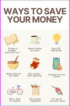 a poster with the words, ways to save your money and other things on it