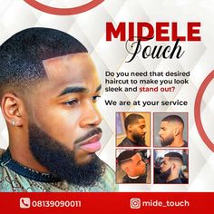 a flyer for a hair salon with an image of a man's head and beard