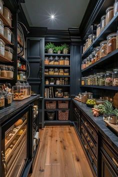 the pantry is full of many different types of food and spices, including breads