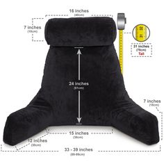 the backrest cushion is shown with measurements