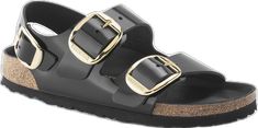 Classic Black Sandals With Adjustable Strap, Classic Black Double Strap Sandals, Black Leather Sandals With Gold Buckle, Luxury Black Sandals With Adjustable Strap, Classic Black Sandals With Buckle Closure, Birkenstock Styles, Black Birkenstock, Calf Muscles, Birkenstock Milano