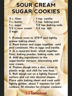 the recipe for sour cream sugar cookies