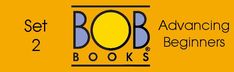 the logo for bob's book set 2, including two books and an orange background