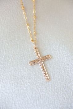 Discover our chic necklace collection featuring religious, celestial, and minimalist designs. High-quality gold-filled, rose-gold-filled, and sterling silver options make perfect gifts for birthdays, Mother's Day, or anniversaries. Gold Crucifix Necklace For Baptism, 14k Gold Cross Pendant Jewelry For Baptism, Gold Cross Pendant Necklace For Baptism, Elegant Memorial Cross Pendant Necklace, Yellow Gold Baptism Cross Pendant Necklace, Jewelry To Make, Sterling Silver Charm Necklace, Necklace Collection, Chic Necklace