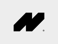 a black and white logo with the letter n