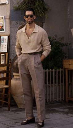 Trousers Outfit Men, 남성 근육, Old Money Outfits, Smart Casual Menswear, Polo Outfit