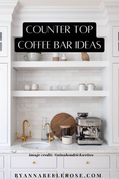 If you’re looking for the best countertop coffee bar ideas to make the most of your space, then you’ve come to the right place. This post is all about the best coffee bar ideas to jump-start your morning. 

see it all here:

https://byannabellerose.com/countertop-coffee-bar-ideas/ Modern Kitchen Coffee Bar, Coffee Bar In Family Room, Narrow Coffee Bar In Kitchen, Wet Bar In Breakfast Nook, Kitchen Design With Coffee Bar, Coffee Station In Cabinet, Stoffer Home Coffee Bar, Coffee Station Under Stairs, Coffee Bar Lazy Susan