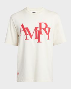 Amiri T Shirt Men, Amiri T Shirt, Embellished Denim, Latest T Shirt, Short Sleeve Pullover, Crew Neck Shirt, Mens Crew Neck, Logo T Shirt, White T