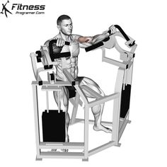 an image of a man using the machine to perform chest presss on his arm