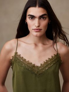 Lace-Trim Camisole | Banana Republic Factory Banana Republic Factory, Lace Trim, Banana Republic, Sustainability, Spaghetti Strap, Spaghetti, Trim, V Neck, Lace