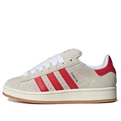 (WMNS) adidas Campus 00s 'Crystal White Scarlet' GY0037 Red Adidas Campus, Red Campus, Shoes List, Campus 00, College Wardrobe, Homecoming Shoes, Bday List, Adidas Campus 00s