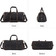 Easy to pack,holds a lot,stylish to carry.Woosir’s black leather travel duffle bag has what it takes to be the only travel bag you’ll need.This leather travel bag offers plenty of room to hold what you need for an overnight trip or a 3-day adventure.     ITEM OVERVIEW   Size: 52.5 x 25 x 25.5cm(L x W x H), attached with a long strap with adjustable length, the size is perfect for a long or short-trip.    Made from high-quality genuine leather, smooth zip, strong stitching, polished hard work, safe, strong, durable, zip closure, belonging to a small bag.    Its capacity exceeds your imagination and can accommodate a wide range of daily necessities, making it practical and convenient. Hand-held thickening and decompression design reduces stress on the hand and makes it easier to carry out Leather Duffle Bag With Top Carry Handle For Trip, Classic Black Travel Bag For Trips, Leather Luggage With Top Carry Handle For Weekend Trips, Black Leather Duffle Bag For Travel, Leather Luggage With Top Carry Handle For Overnight Trips, Black Leather Luggage For Everyday Use, Black Large Capacity Satchel For Weekend Trips, Black Bag With Leather Handles For Overnight Trips, Soft Leather Satchel Travel Bag For Trips