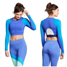 Nwt, Brand New, No Flaws Joylab, Joy Lab Color Block Long Sleeve Crop Top Women's Size Large Dazzling Blue** 86% Polyester | 14% Spandex Open To Offers **Please Note The Shades Of Blue Vary Slightly From Target's Stock Photo - The Main Bodice Block Is Actually Navy Blue (See Photos 2 And 3) Blue Long Sleeve Activewear For Yoga, Fitted Blue Color Block Tops, Blue Long Sleeve Yoga Activewear, Color Block Gym Tops, Blue Stretch Long Sleeve Activewear, Blue Long Sleeve Stretch Activewear, Blue Fitted Gym Tops, Fitted Blue Gym Tops, Spring Blue Yoga Tops