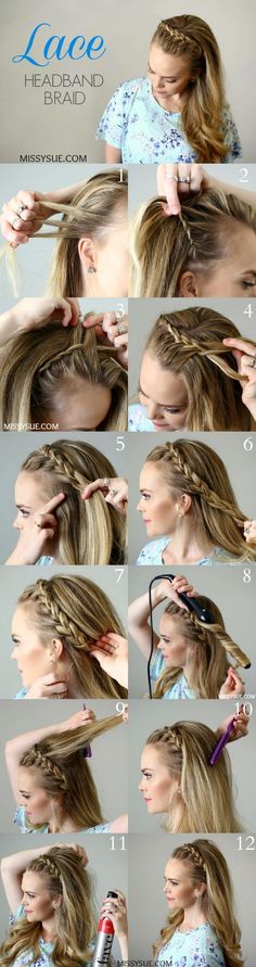 15 Easy Braid Tutorials You Have Never Tried Before Lace Headband Braid, Braids Tutorial Easy, How To Braid, Easy Braids, Hair And Beauty, Braided Headband, Long Hairstyles