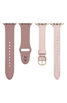 Bring a personal touch to your Apple Watch with a versatile set of interchangeable magnetic watchbands made of topstitched leather and durable silicone. Set of two assorted watchbands Apple Watch not included Compatible with Series 1–9 Apple Watch, Ultra Apple Watch and Ultra 2 Apple Watch Magnetic closure Leather/silicone Imported Rose Gold Apple Watch Band Ideas, Modern Pink Apple Watch Band As Gift, Elegant Rose Gold Apple Watch Band, Trendy Pink Rectangular Apple Watch Band, Modern Pink Apple Watch Band For Gift, Apple Watch Bands Rose Gold, Adjustable Rose Gold Leather Strap Apple Watch Band, Rose Gold Apple Watch, Gold Apple Watch