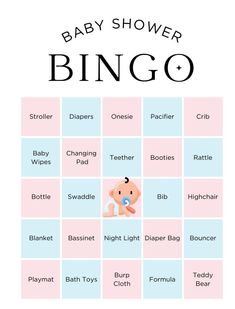 a baby shower game with the words'baby shower bingo'in black and white