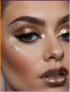 Gold Makeup Looks Natural, Goddess Makeup Halloween, Gold Sparkle Makeup, Festivals Makeup, Ibiza Makeup, Gold Goddess Makeup, Goddess Costume Makeup, Greek Goddess Makeup