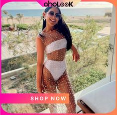 Spring Summer Women's Fashion Sexy Mesh Beaded Sleeveless Dress Pool Party Dresses, Beach Dress Summer, Halter Dress Short, Summer Holiday Outfits, White Swimwear, Party Outfits, Slim Dresses, Style Maxi Dress, Hen Party