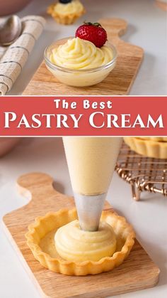 the best pastry cream in bowl and piped into tart Filling For Cream Puffs, Vanilla Pastry Cream Recipe, Cream Filling Recipe, Vanilla Pastry Cream, Pastry Cream Recipe, Pastries Recipes Dessert, Pastry Cream Filling, Cake Filling Recipes, Cream Puff Recipe