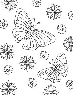 butterflies and flowers coloring pages for kids