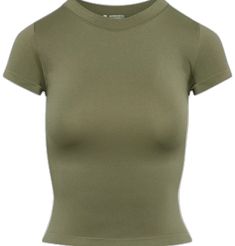 Green Fitted Cropped T-shirt With Crew Neck, Green Fitted Crew Neck Cropped T-shirt, Fitted Green Cropped T-shirt With Crew Neck, Green Fitted Short Sleeve T-shirt, Fitted Green Short Sleeve T-shirt, Green Fitted Crop Top T-shirt, Fitted Green Crop Top T-shirt, Green Fitted Graphic Tee, Fitted Green Graphic Tee