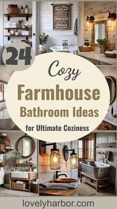 24 Chic Farmhouse Bathroom Designs For Cozy Living Bathroom Design Modern Farmhouse, Cow Bathroom Ideas, Small Bathroom Remodel Farmhouse, Cottage Bathroom Vanity, Mountain House Bathroom, Small Country Bathroom, Cozy Bathroom Ideas, Modern Farmhouse Ideas