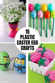 easter crafts for kids to make with plastic eggs, strawberries and other things in them