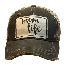 Details Vintage Distressed Trucker Cap "Mom Life"Color: Black Distressed Material: Cotton/Polyester blend, Mesh backSize: One size fits most, with an adjustable snapback strap. Unisex cap. Cheap Distressed Black Baseball Cap, Life Color, Womens Baseball Cap, Vintage Life, Caps For Women, Color Of Life, Hat Shop, Hats Vintage, Trucker Cap