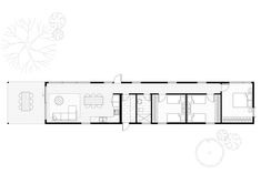 the floor plan for a small house with two rooms and one living room, which is divided