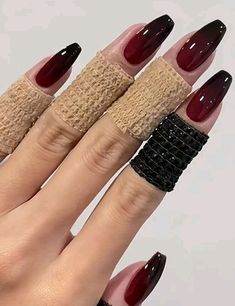 Ballet Nails, Coffin Press On Nails, Black Nail, Gradient Nails, Get Nails, Nail Length, Stick On Nails