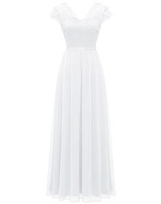 a white dress on a mannequin neckline with an open back and short sleeves