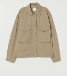 Boxy Jacket, Diy Jacket, Twill Jacket, Snap Fasteners, H&m Women, Coats Jackets Women, Fashion Company, World Of Fashion, Cotton Twill