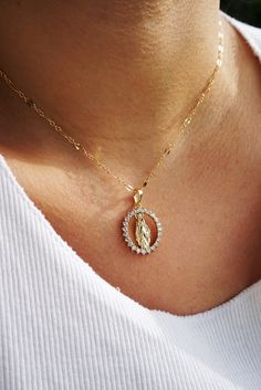 14k gold filled CZ accents Pictured at 18'' *Item is custom made to order. Please allow 4 - 6 business days for processing. Ship Necklace, Guadalupe Necklace, Tiny Pearl Necklace, Gold Pinky Ring, Virgin Mary Necklace, Mother Necklace, Divine Mother, Mothers Necklace, Gold Filled Ring