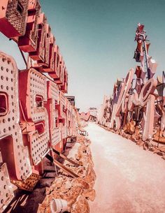 an image of a large number of signs in the desert