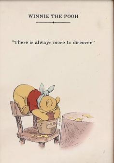 winnie the pooh is sitting in a chair with a bucket on it's back