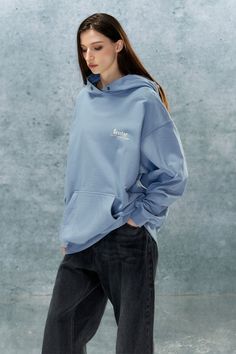 New Style Letter Print Hoodie | PSYLOS 1 Oversized Blue Sweats For Spring, Trendy Blue Winter Sweats, Blue French Terry Sweats For Loungewear, Basic Oversized Hoodie For Spring, Blue Long Sleeve Sweats For Spring, Spring Blue Long Sleeve Sweats, Casual Blue Sweats With Letter Print, Blue Fleece Sweatshirt With Graphic Print, Blue Relaxed Fit Sweats With Letter Print