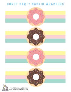 three donuts with sprinkles on them sitting in front of a striped background