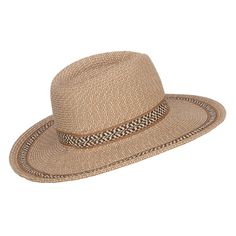 UPF 50+ Fedora Crown Herringbone Braid HatMade of 75% paper straw and 25% polyester.One size fits most women with an inner elastic adjustable tie, fitting up to XL.Fitted with an inner hatband.Adult/Women.Crown measures 3.5 inches deep.Brim measures 3.5 inches wide.Hand wash only.Imported. UV protective fedora style wide brim hat for ladies.Crushed top crown.Paper poly tweed braid hat.Herringbone design on the crown and brim.UPF 50+ provides excellent UV protection that blocks UVA and UVB.Brim i Crown Paper, Herringbone Braid, Fedora Style, Sun Block, Herringbone Design, Brown Tweed, Beach Camping, Camping Picnic, Wide Brimmed Hats