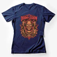 Doom Legion Graphic T-Shirt, Red Devil and Skulls Art, Hardcore Rock and Biker Tee, Unisex Clothing Female T-Shirt Custom graphic T-Shirt.Customize your color Skulls Art, Biker Outfit, Red Devil, Clothing Female, Urban Street Style, Casual Summer Shirts, Friends Shirt, Art Shirts, Pride Shirts