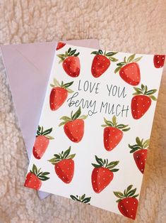 Berry Bouquet Greeting Card Strawberry Cards Handmade, Valentine Watercolor Cards Watercolour, Painted Cards Handmade, Watercolor Greeting Cards Handmade, Homemade Watercolor Cards, Cute Watercolor Cards, Watercolour Cards Ideas, Water Colour Cards, Watercolor Card Ideas