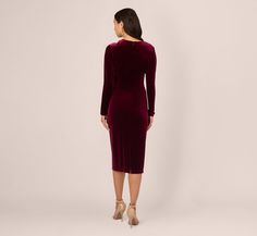 Indulge in luxurious elegance with our velvet midi dress, designed to captivate. Featuring an alluring asymmetric cutout neckline and graceful long sleeves, this dress exudes sophistication with a touch of allure. The hidden zipper closure at the center back ensures a smooth silhouette, while the defined waist seam at the natural waistline enhances your figure beautifully. Perfect for evening soirées or special events, embrace timeless charm and comfort in this stunning long sleeve velvet dress. Cutout Neckline, Long Sleeve Velvet Dress, Defined Waist, Velvet Midi Dress, Velvet Dress, Hidden Zipper, Special Events, Midi Dress, Long Sleeves