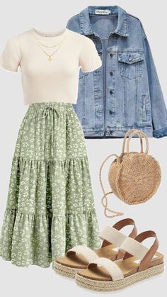 Cozy Summer Aesthetic Outfit, Modest Summer Outfits Christian Casual, Teen Church Outfits, Pastel Clothes Outfits, Modest Skirt Outfits Casual, Cute Church Outfits For Summer, Summer In Europe Outfits, Coastal Clothes, Church Skirt