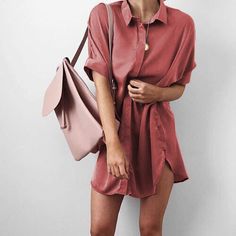 Candy Color Lapel Collar Short Sleeves Loose Long Split Blouse Split Blouse, Silky Shirt, Outfit Look, Looks Chic, Summer Style Casual, Inspiration Mode, Fashion Mode, Looks Style, Mode Inspiration