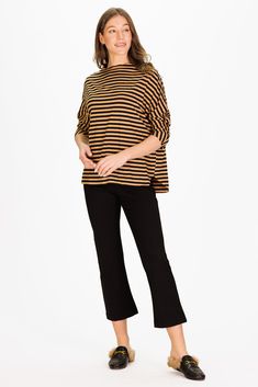 Meet the Betsy! This will be your go-to top all season long. Made from the softest and stretchiest fabric, this relaxed-fit top makes dressing a breeze! Pair it with our traveling pants for the perfect fall outfit! FEEL: (45% Rayon 50% polyester 5% spandex) This sumptuously soft Fall Stripe is crafted for comfort and style. This fabric boasts a timeless stripe pattern that not only feels incredibly soft but also exudes a classic charm perfect for the fall season. FAVORITE FEATURES: Raw hems Soft Fall Stripes, Womens Dress Tops, Perfect Fall Outfit, Mommy And Me Dresses, Date Night Dresses, Midi Maxi Dress, Boy Hairstyles, Everyday Dresses, Fit N Flare Dress