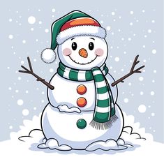 a snowman wearing a santa hat and scarf